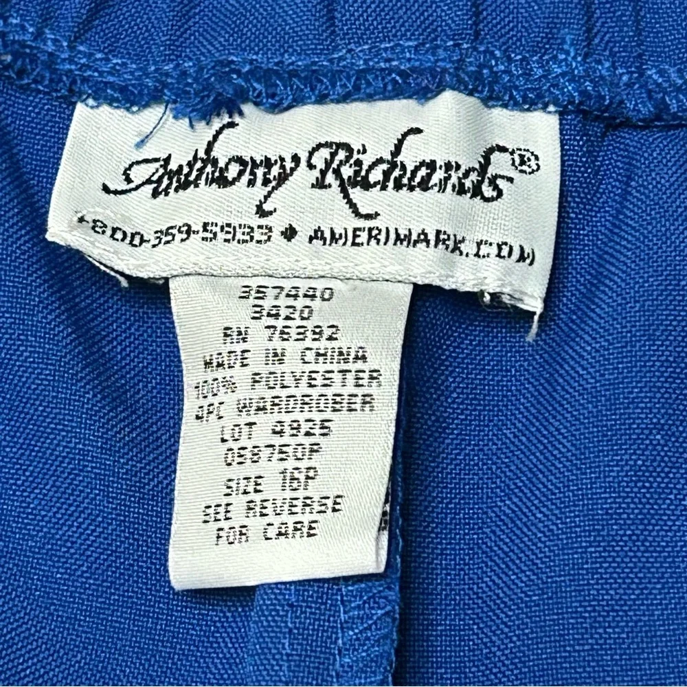 Anthony Richards Women’s Blue Pants Slacks Business Career Elastic Waist Sz 16P - Picture 2 of 5
